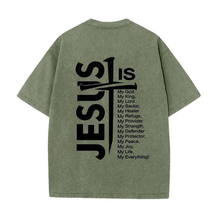 Christianartworkshop T-shirt lavé avec mini-emblème à l'avant, grande croix de Jésus à l'arrière et impression recto-verso. - image 26
