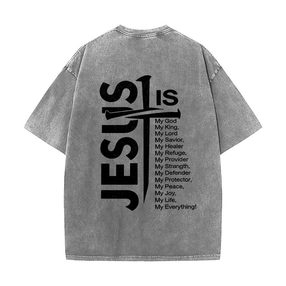 Christianartworkshop T-shirt lavé avec mini-emblème à l'avant, grande croix de Jésus à l'arrière et impression recto-verso. - image 11