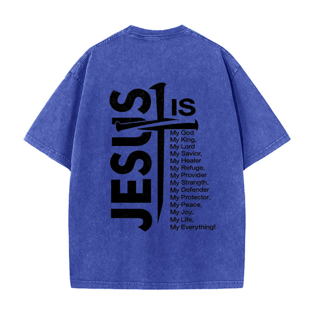 Christianartworkshop T-shirt lavé avec mini-emblème à l'avant, grande croix de Jésus à l'arrière et impression recto-verso. - image 14
