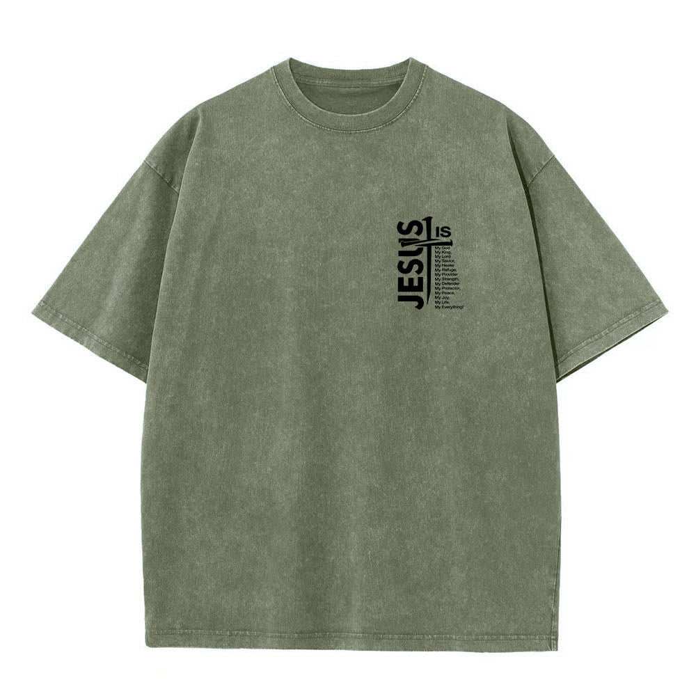 Christianartworkshop T-shirt lavé avec mini-emblème à l'avant, grande croix de Jésus à l'arrière et impression recto-verso. - image 25
