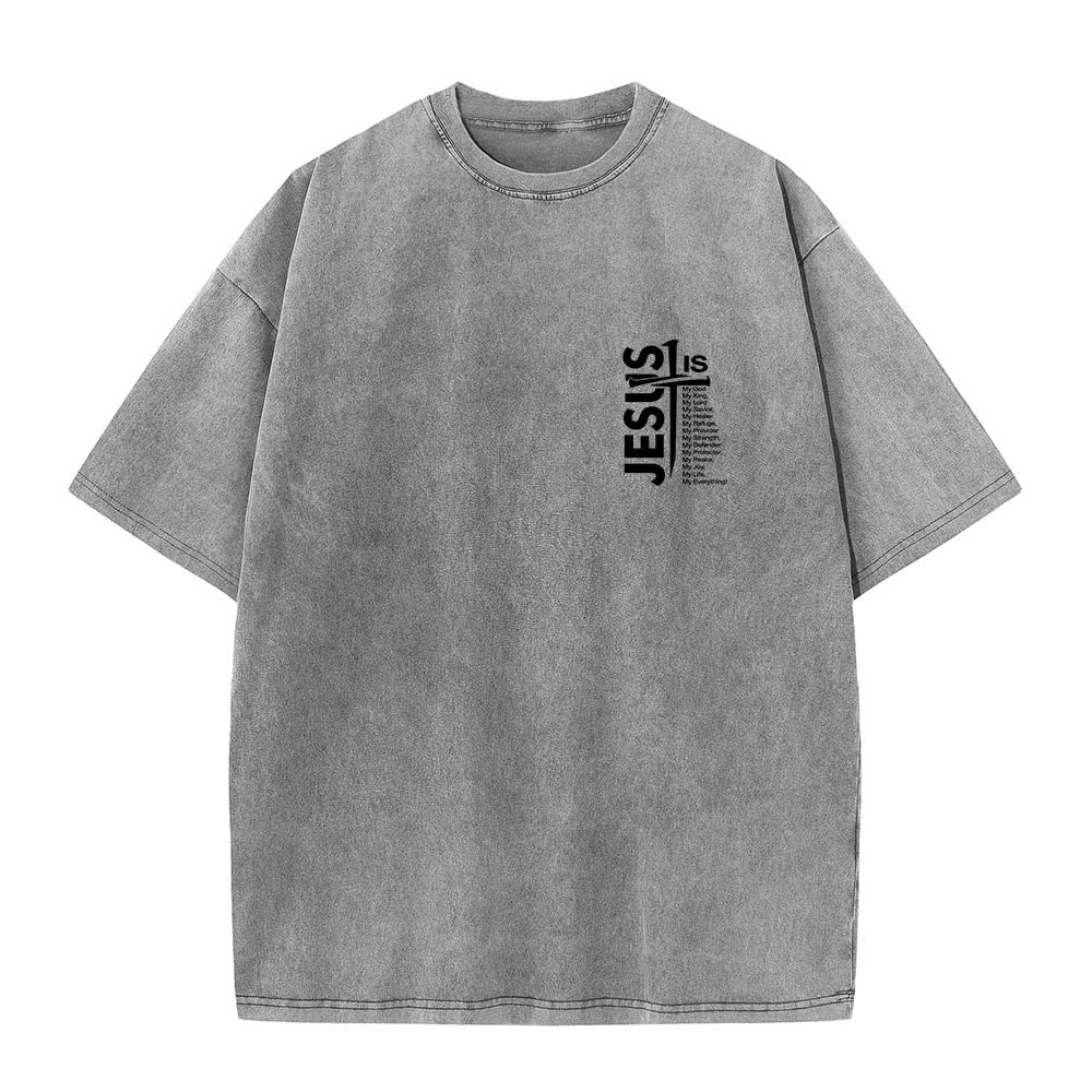 Christianartworkshop T-shirt lavé avec mini-emblème à l'avant, grande croix de Jésus à l'arrière et impression recto-verso. - image 10