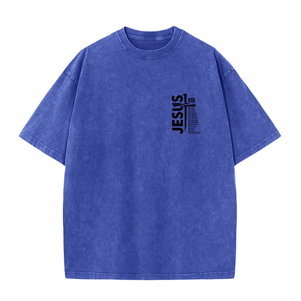 Christianartworkshop T-shirt lavé avec mini-emblème à l'avant, grande croix de Jésus à l'arrière et impression recto-verso. - image 13