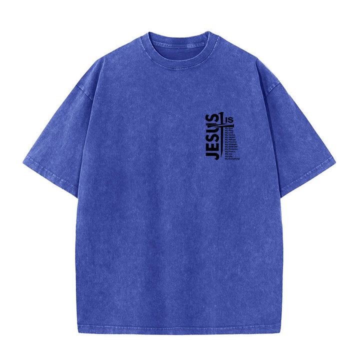 Christianartworkshop T-shirt lavé avec mini-emblème à l'avant, grande croix de Jésus à l'arrière et impression recto-verso. - image 13