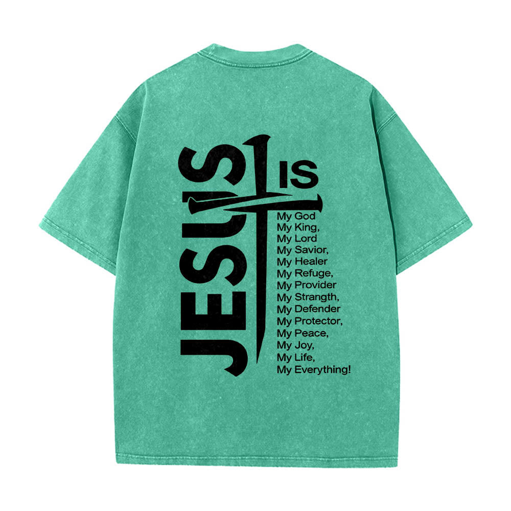 Christianartworkshop T-shirt lavé avec mini-emblème à l'avant, grande croix de Jésus à l'arrière et impression recto-verso. - image 17