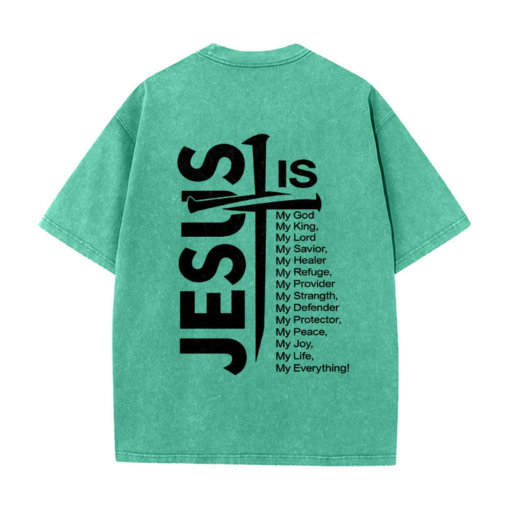Christianartworkshop T-shirt lavé avec mini-emblème à l'avant, grande croix de Jésus à l'arrière et impression recto-verso. - image 17
