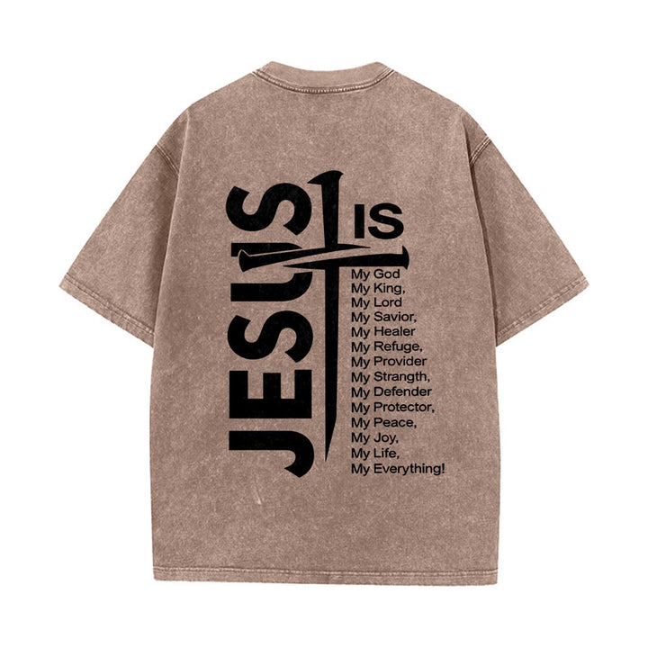 Christianartworkshop T-shirt lavé avec mini-emblème à l'avant, grande croix de Jésus à l'arrière et impression recto-verso. - image 8