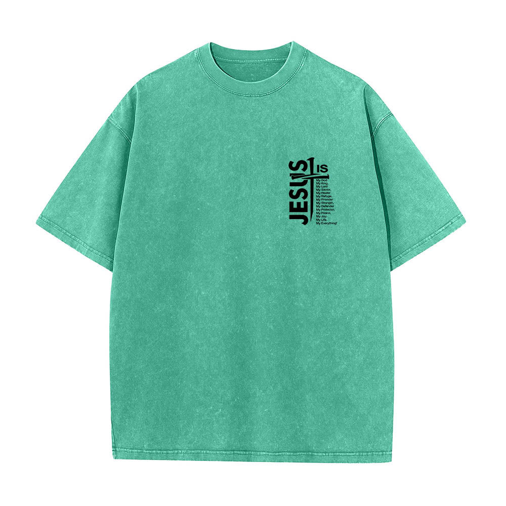 Christianartworkshop T-shirt lavé avec mini-emblème à l'avant, grande croix de Jésus à l'arrière et impression recto-verso. - image 16