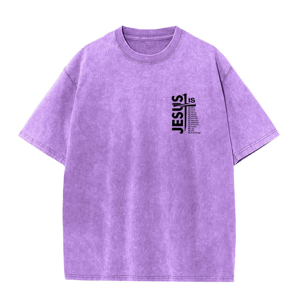 Christianartworkshop T-shirt lavé avec mini-emblème à l'avant, grande croix de Jésus à l'arrière et impression recto-verso. - image 19