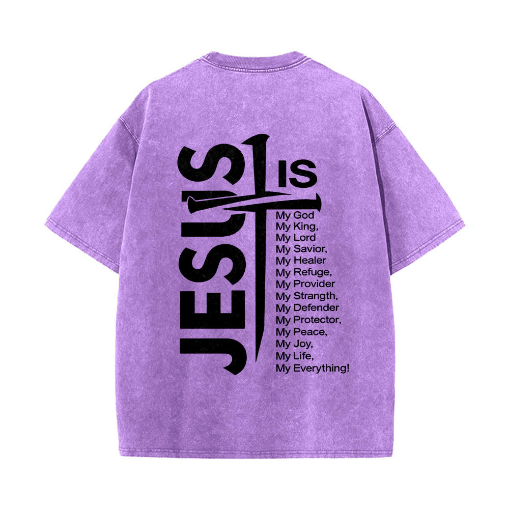 Christianartworkshop T-shirt lavé avec mini-emblème à l'avant, grande croix de Jésus à l'arrière et impression recto-verso. - image 20