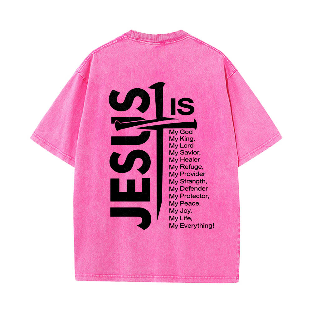 Christianartworkshop T-shirt lavé avec mini-emblème à l'avant, grande croix de Jésus à l'arrière et impression recto-verso. - image 23