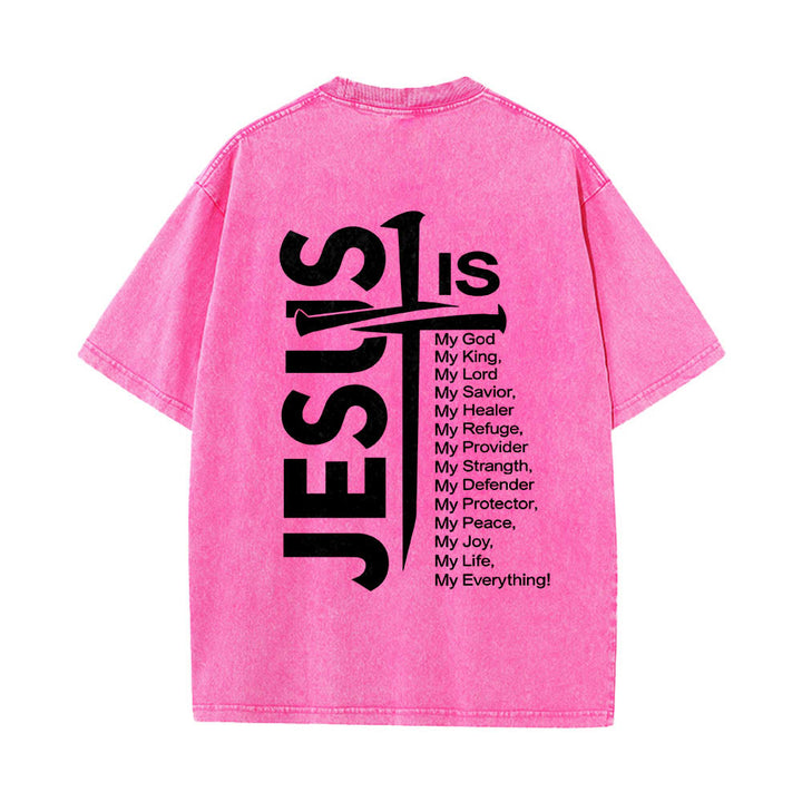 Christianartworkshop T-shirt lavé avec mini-emblème à l'avant, grande croix de Jésus à l'arrière et impression recto-verso. - image 23