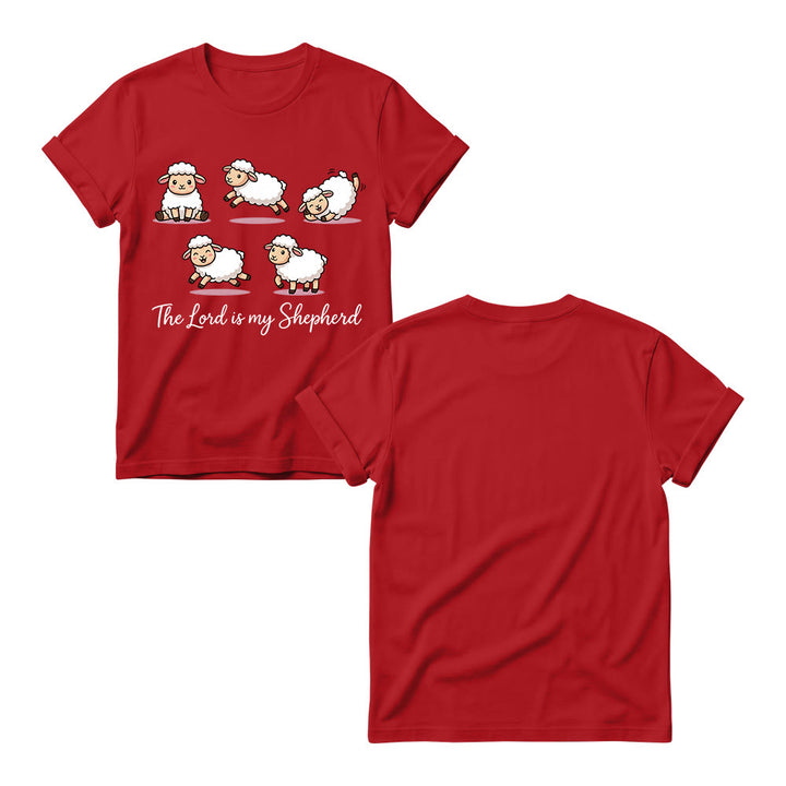 Christianartworkshop T-shirt à col rond pour femme avec un motif intemporel de moutons de dessin animé et une phrase biblique en écriture cursive, inspiré du Psaume 23 - image 15