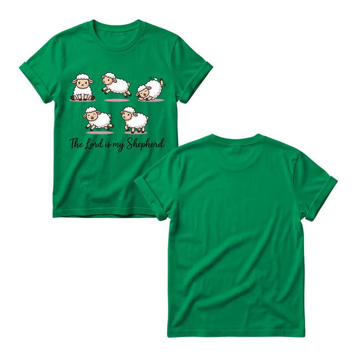 Christianartworkshop T-shirt à col rond pour femme avec un motif intemporel de moutons de dessin animé et une phrase biblique en écriture cursive, inspiré du Psaume 23 - image 17