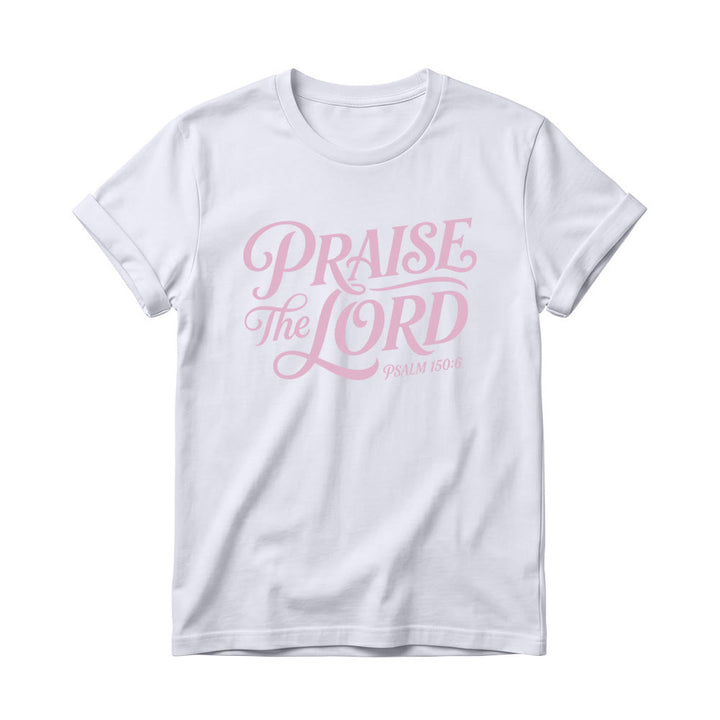Christianartworkshop T-shirt à col rond pour femme avec inscription ornementale en lettres cursives « Louez le Seigneur Psaume 150:6 » - Blanc - 4XL - image 2
