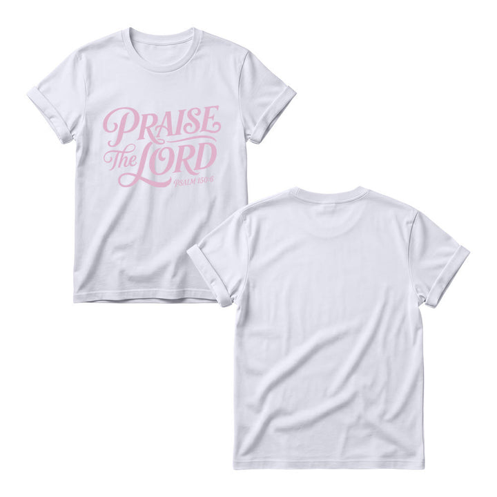 Christianartworkshop T-shirt à col rond pour femme avec inscription ornementale en lettres cursives « Louez le Seigneur Psaume 150:6 » - image 3