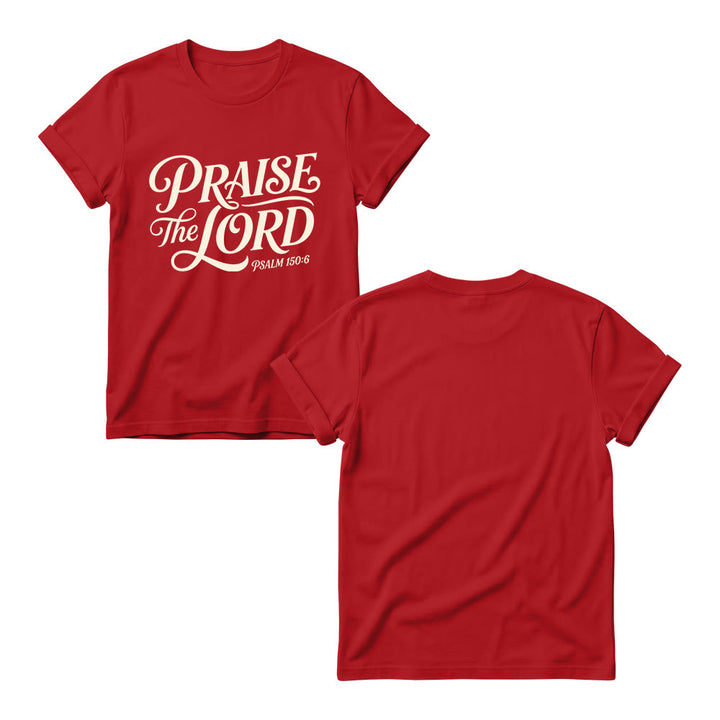Christianartworkshop T-shirt à col rond pour femme avec inscription ornementale en lettres cursives « Louez le Seigneur Psaume 150:6 » - image 15