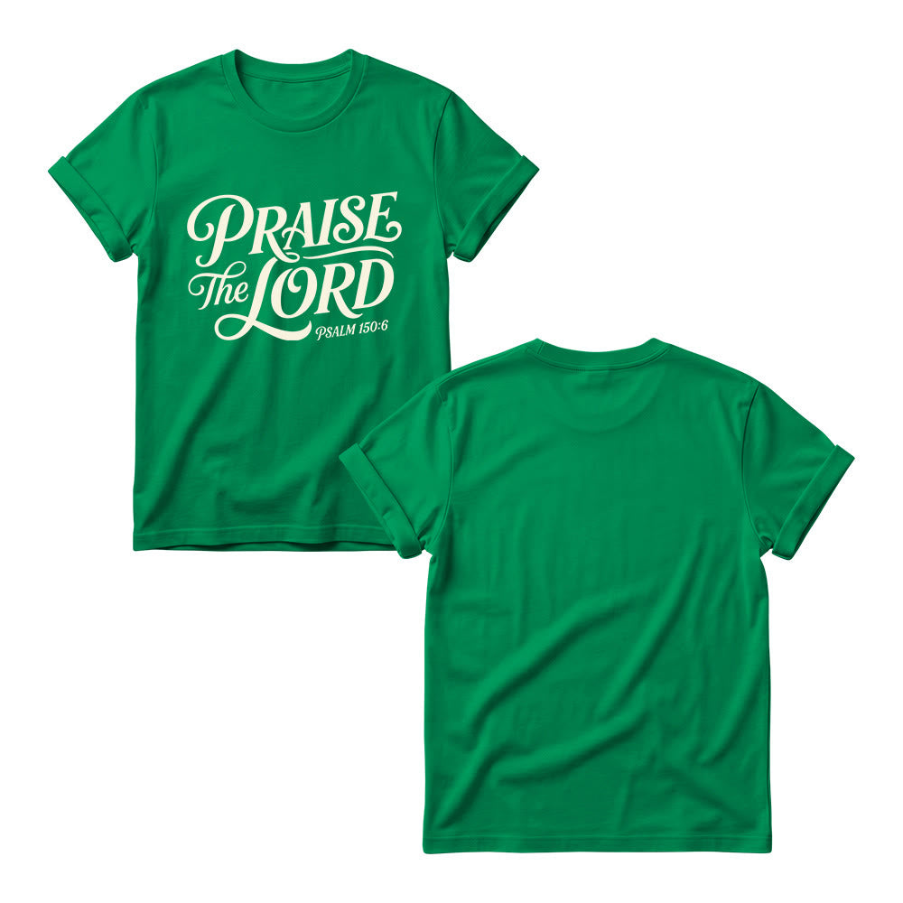Christianartworkshop T-shirt à col rond pour femme avec inscription ornementale en lettres cursives « Louez le Seigneur Psaume 150:6 » - image 17