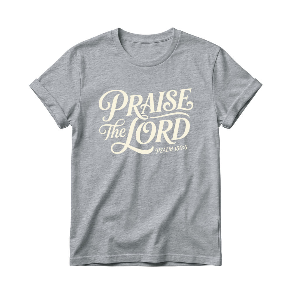 Christianartworkshop T-shirt à col rond pour femme avec inscription ornementale en lettres cursives « Louez le Seigneur Psaume 150:6 » - Gris - 4XL - image 8
