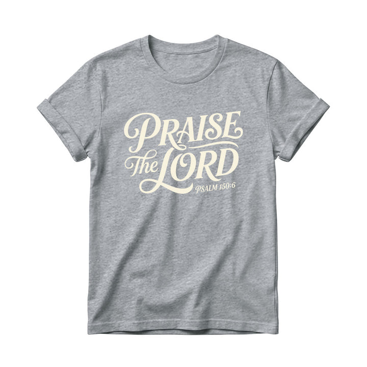 Christianartworkshop T-shirt à col rond pour femme avec inscription ornementale en lettres cursives « Louez le Seigneur Psaume 150:6 » - Gris - 4XL - image 8