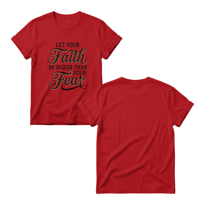 Christianartworkshop T-shirt décontracté à col rond pour femme avec accent décoratif en écriture cursive « Foi et Peur » - image 16