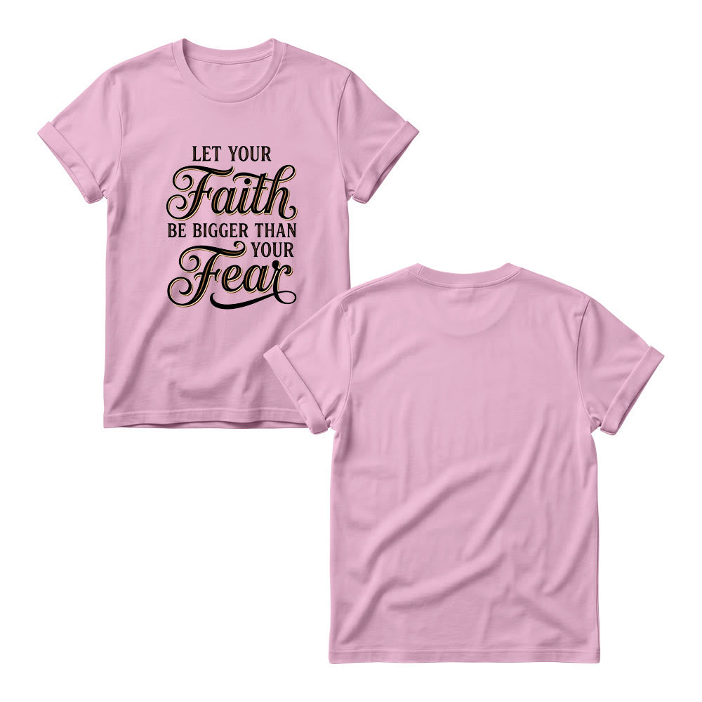 Christianartworkshop T-shirt décontracté à col rond pour femme avec accent décoratif en écriture cursive « Foi et Peur » - image 10