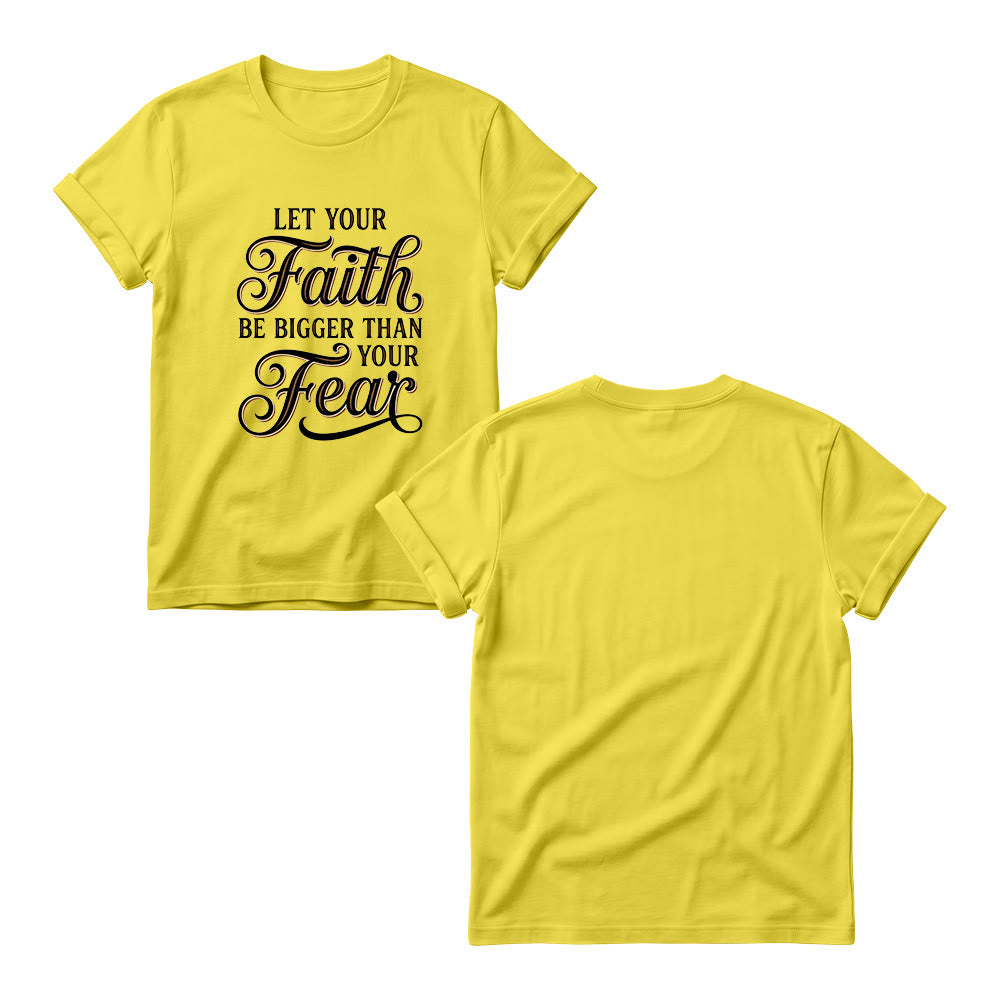 Christianartworkshop T-shirt décontracté à col rond pour femme avec accent décoratif en écriture cursive « Foi et Peur » - image 12