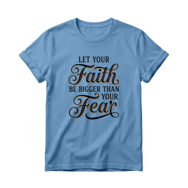 Christianartworkshop T-shirt décontracté à col rond pour femme avec accent décoratif en écriture cursive « Foi et Peur » - Bleu - 4XL - image 5
