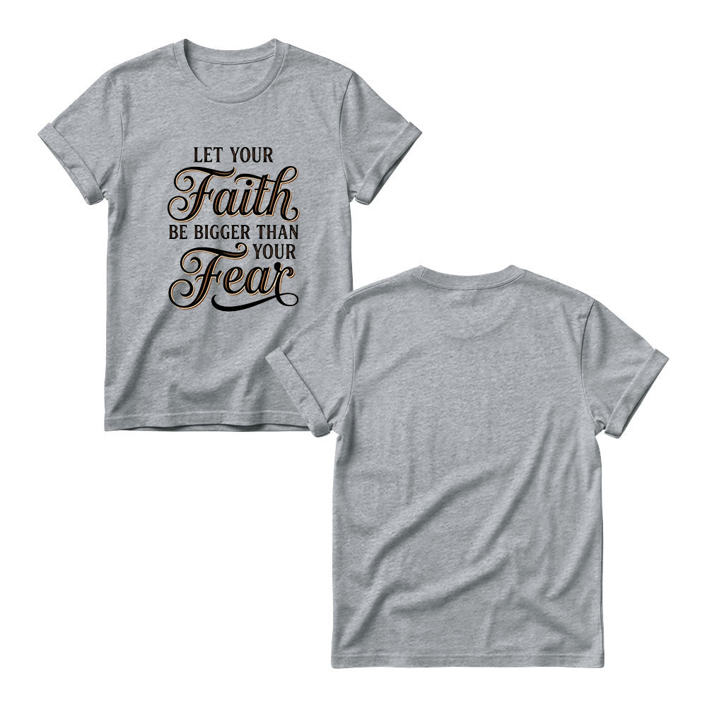 Christianartworkshop T-shirt décontracté à col rond pour femme avec accent décoratif en écriture cursive « Foi et Peur » - image 14