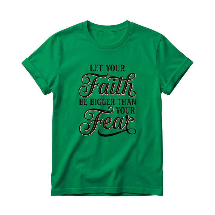 Christianartworkshop T-shirt décontracté à col rond pour femme avec accent décoratif en écriture cursive « Foi et Peur » - Vert - 4XL - image 17