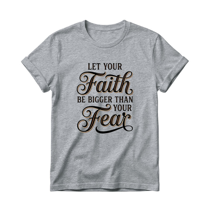 Christianartworkshop T-shirt décontracté à col rond pour femme avec accent décoratif en écriture cursive « Foi et Peur » - Gris - 4XL - image 13