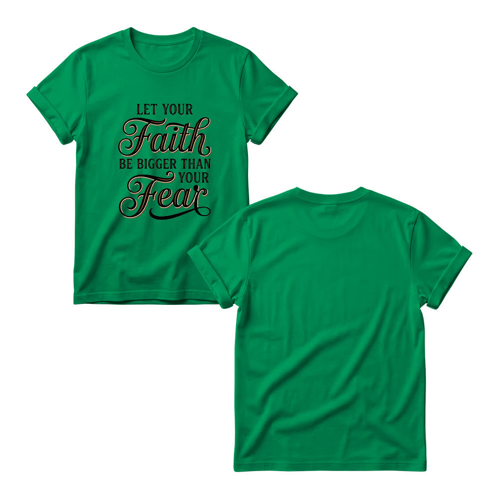 Christianartworkshop T-shirt décontracté à col rond pour femme avec accent décoratif en écriture cursive « Foi et Peur » - image 18