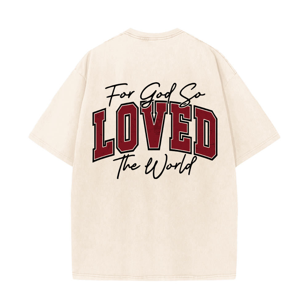 Christianartworkshop T-shirt lavé avec inscription « Jean 3:16 » (Poignée universitaire) au dos et côté poitrine : « Car Dieu a tant aimé le monde ». - image 11
