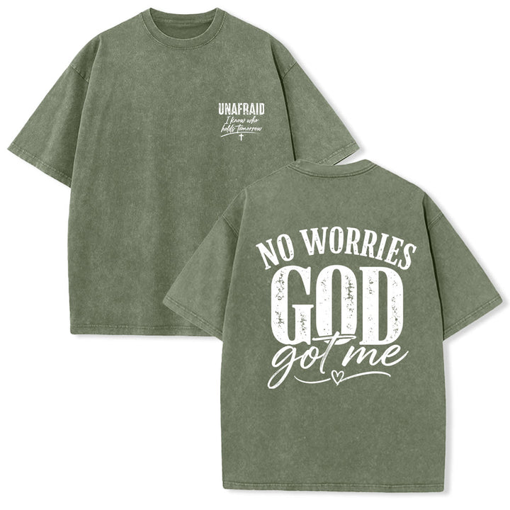 Christianartworkshop T-shirt délavé avec détail cœur et croix sur la poitrine gauche et dos. - Vert armée - 5XL - image 24