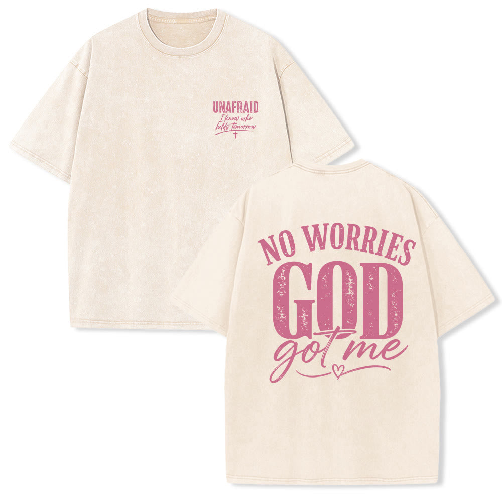 Christianartworkshop T-shirt délavé avec détail cœur et croix sur la poitrine gauche et dos. - Beige - 5XL - image 15