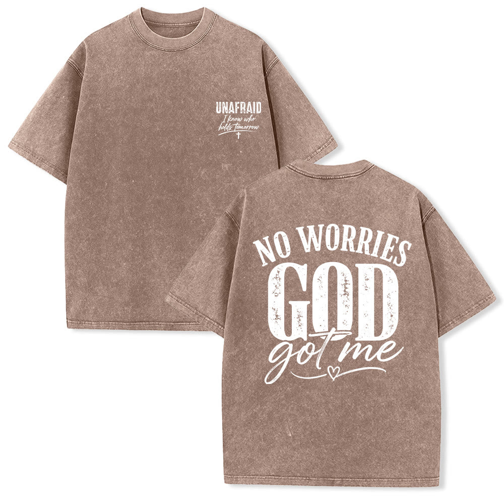 Christianartworkshop T-shirt délavé avec détail cœur et croix sur la poitrine gauche et dos. - Brun - 5XL - image 3
