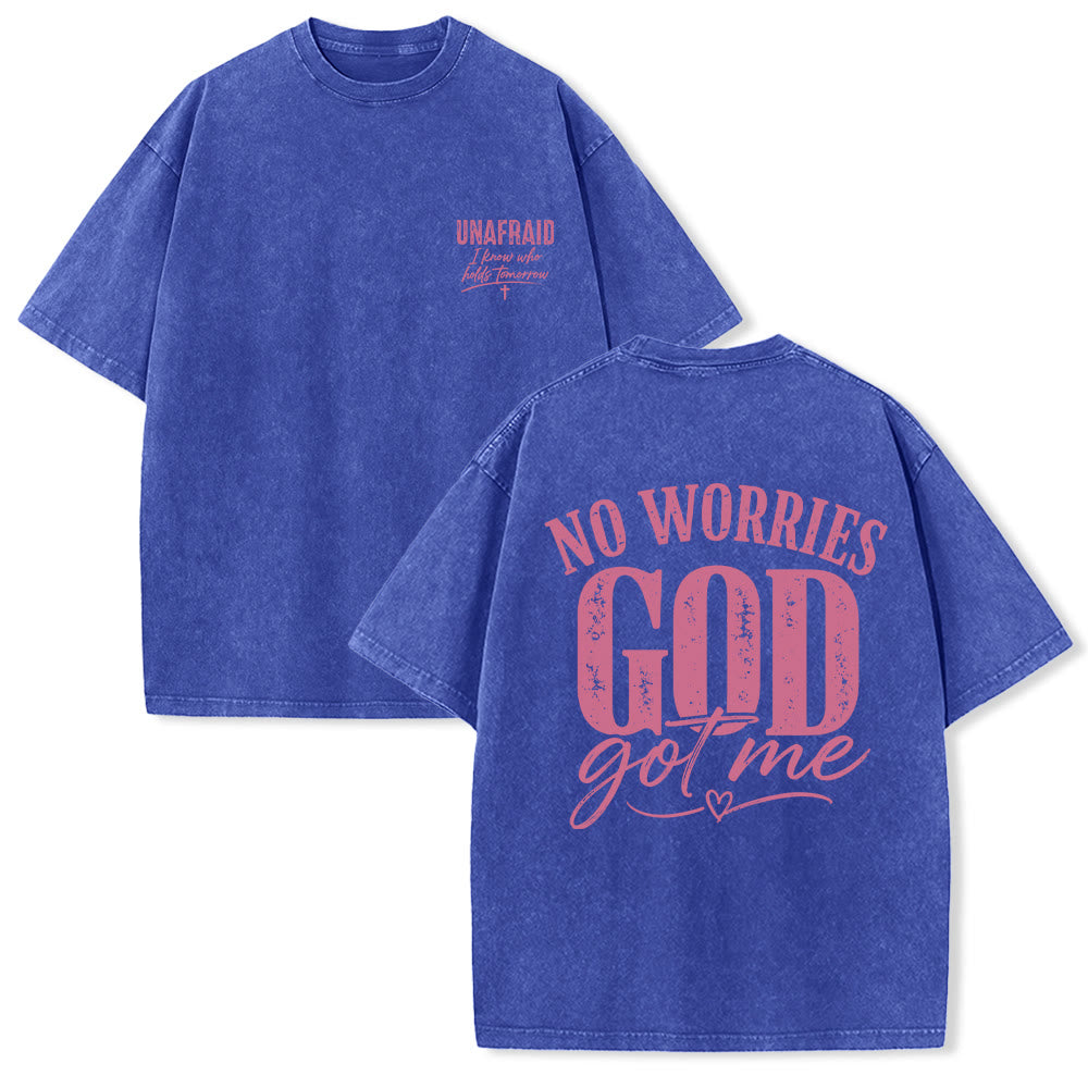Christianartworkshop T-shirt délavé avec détail cœur et croix sur la poitrine gauche et dos. - Bleu - 5XL - image 0