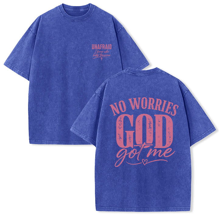 Christianartworkshop T-shirt délavé avec détail cœur et croix sur la poitrine gauche et dos. - Bleu - 5XL - image 0