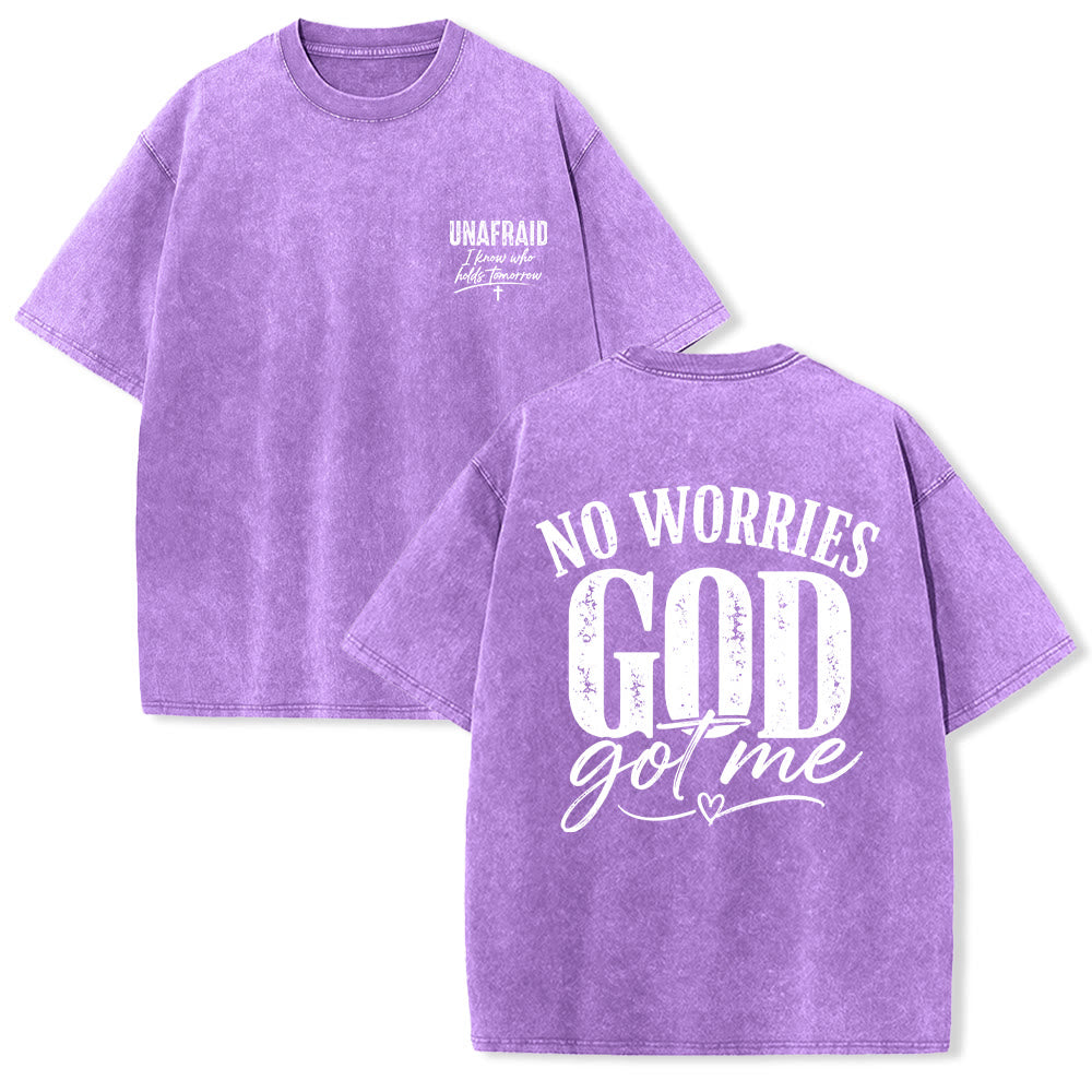 Christianartworkshop T-shirt délavé avec détail cœur et croix sur la poitrine gauche et dos. - Violet - 5XL - image 18