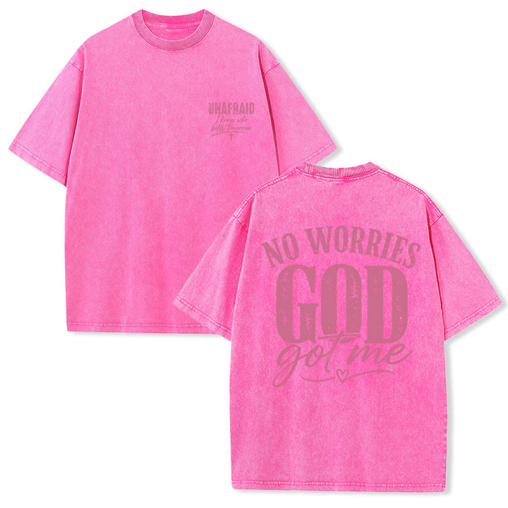 Christianartworkshop T-shirt délavé avec détail cœur et croix sur la poitrine gauche et dos. - Rose - 5XL - image 21