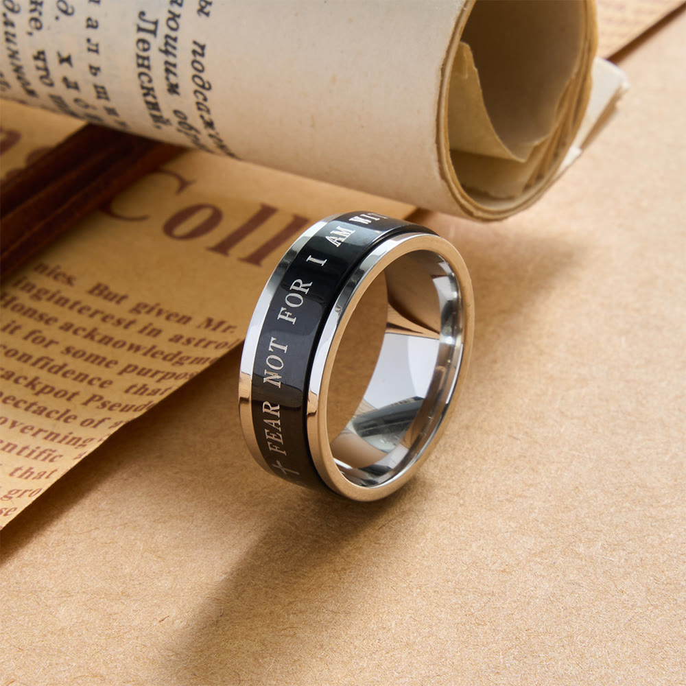 Christianartworkshop Bague large rotative avec croix gravée et verset biblique, symbole intemporel d'une foi sacrée inébranlable. - Argent - US 13 - image 3