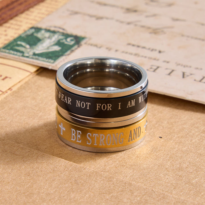 Christianartworkshop Bague large rotative avec croix gravée et verset biblique, symbole intemporel d'une foi sacrée inébranlable. - image 1