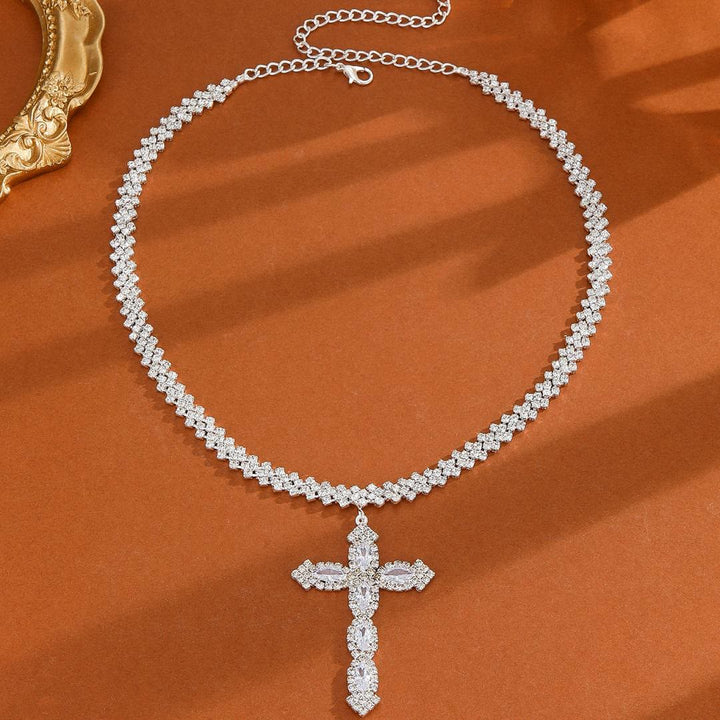 Christianartworkshop Collier pendentif croix à pointe de flèche rayonnante multi-styles, chaîne tennis incrustée de paillettes : emblème intemporel de douce protection céleste - image 10