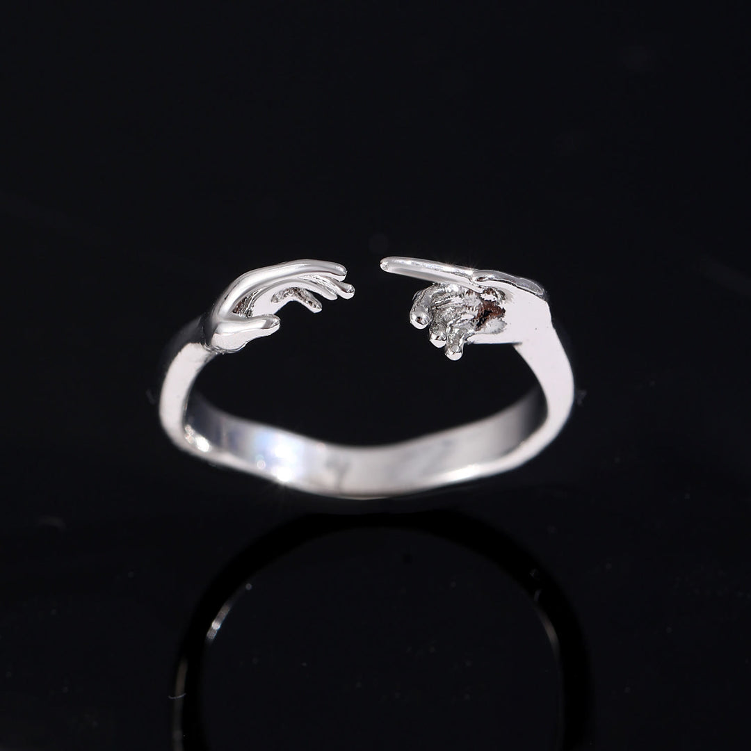 Christianartworkshop Bague de foi ajustable représentant la Création d'Adam, mains jointes : emblème intemporel de la douce protection céleste - Argent (Convient aux pointures américaines 7 à 11) - image 6