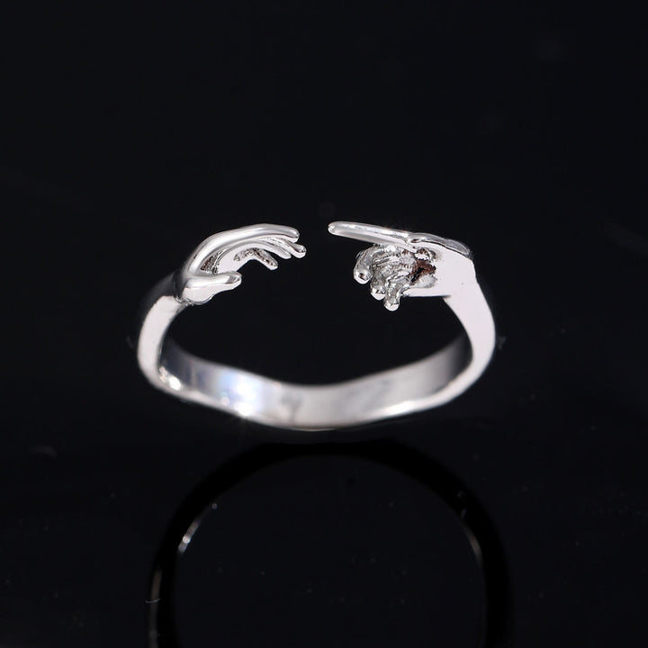 Christianartworkshop Bague de foi ajustable représentant la Création d'Adam, mains jointes : emblème intemporel de la douce protection céleste - Argent (Convient aux pointures américaines 7 à 11) - image 6