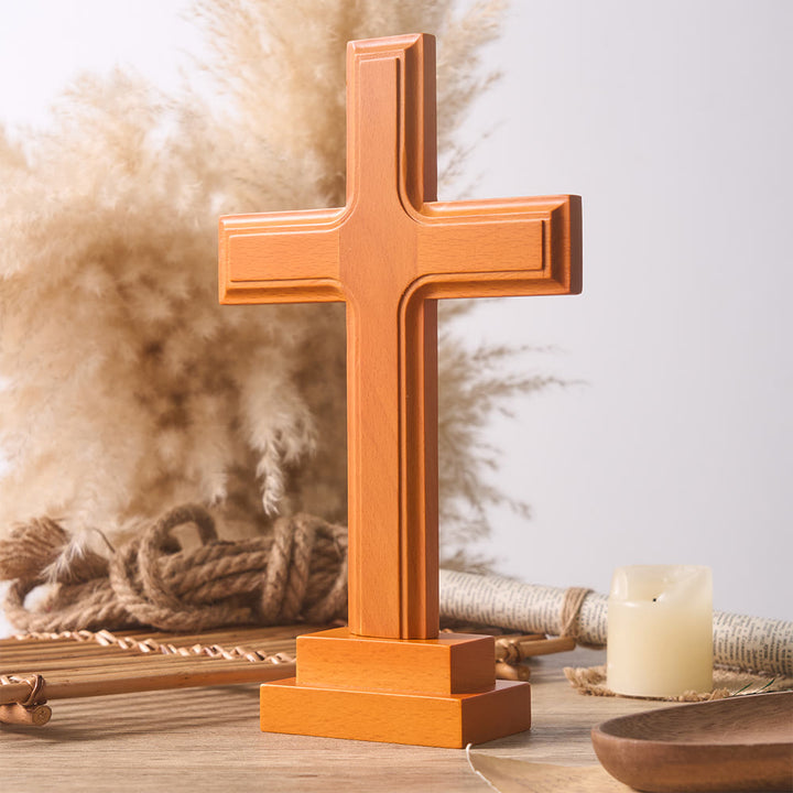 Croix de bureau en bois avec socle, Christianartworkshop : un symbole subtil de sérénité spirituelle - image 2