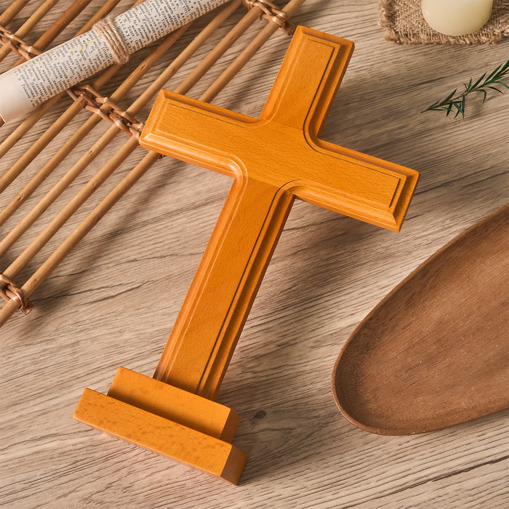 Croix de bureau en bois avec socle, Christianartworkshop : un symbole subtil de sérénité spirituelle - image 3
