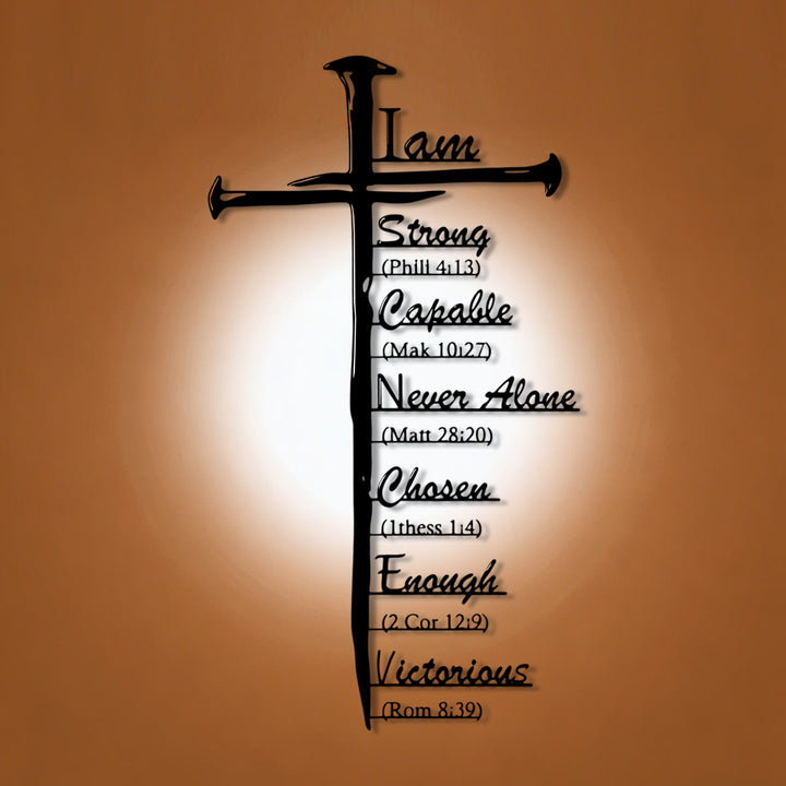 Christianartworkshop Croix en forme de clou, affirmation biblique, décoration murale en métal : emblème intemporel de la grâce rédemptrice sacrée - image 0