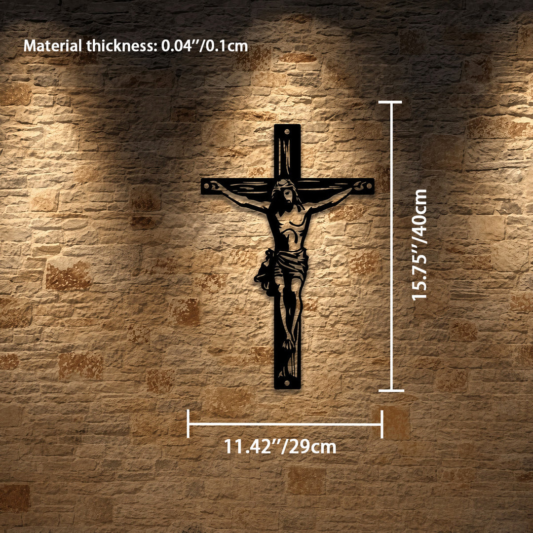 Christianartworkshop Décoration murale en métal représentant la silhouette du crucifix de Jésus : emblème intemporel de la grâce rédemptrice sacrée - 11,42''*15,75''*0,04''/29*40*0,1cm - image 6