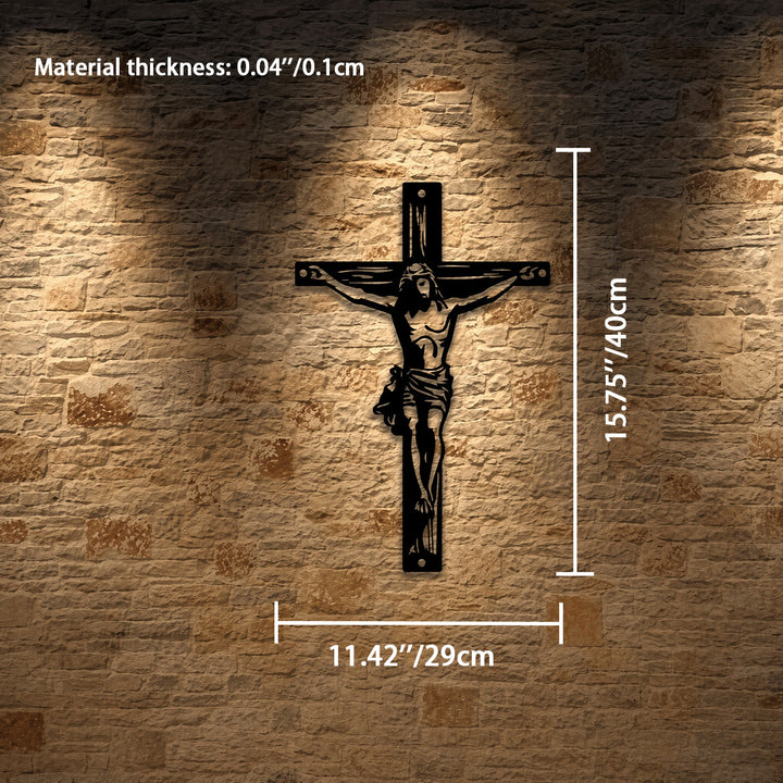 Christianartworkshop Décoration murale en métal représentant la silhouette du crucifix de Jésus : emblème intemporel de la grâce rédemptrice sacrée - 11,42''*15,75''*0,04''/29*40*0,1cm - image 6