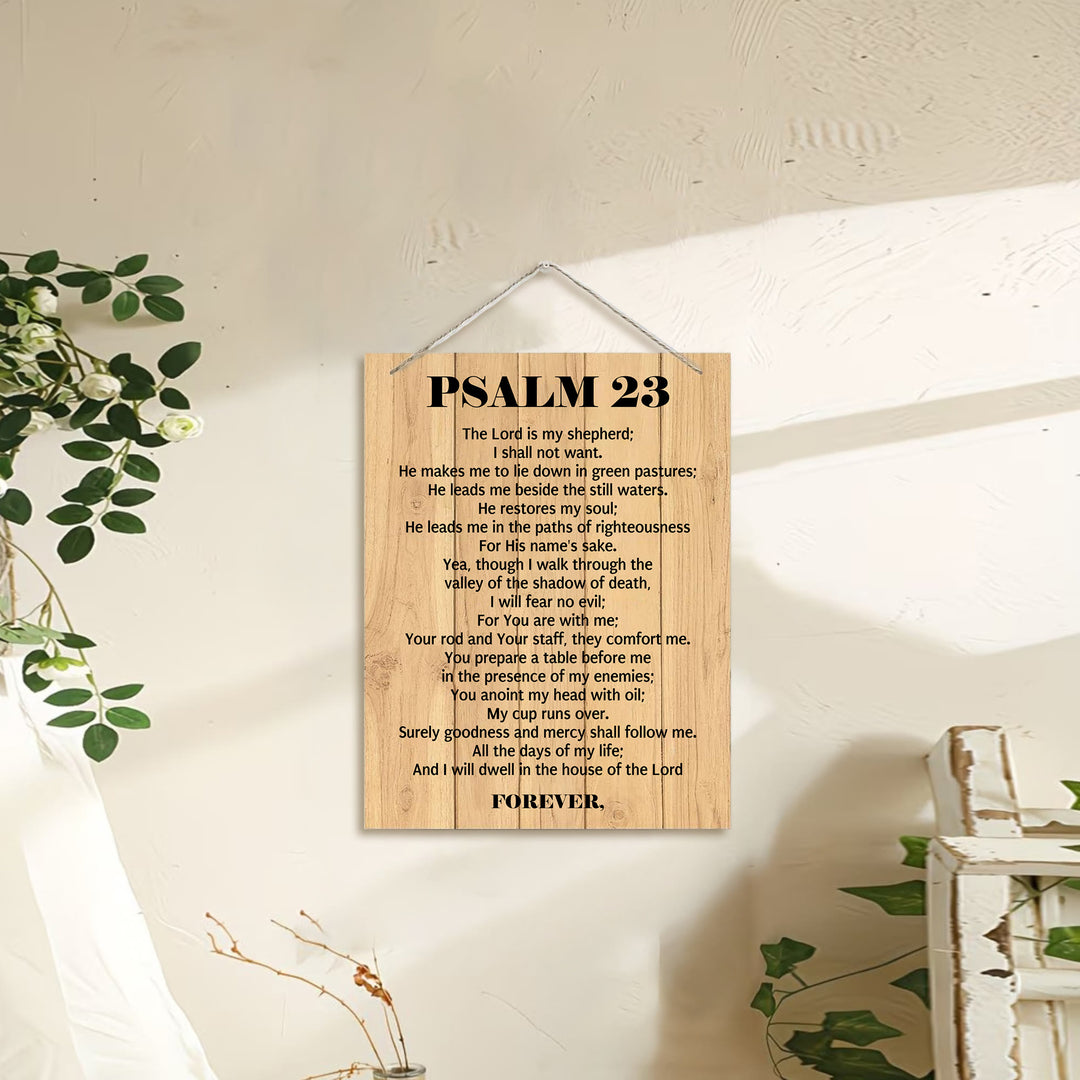 Christianartworkshop Décoration murale rustique en bois, inspirée du Psaume 23 : symbole de la protection divine et bienveillante. - image 0